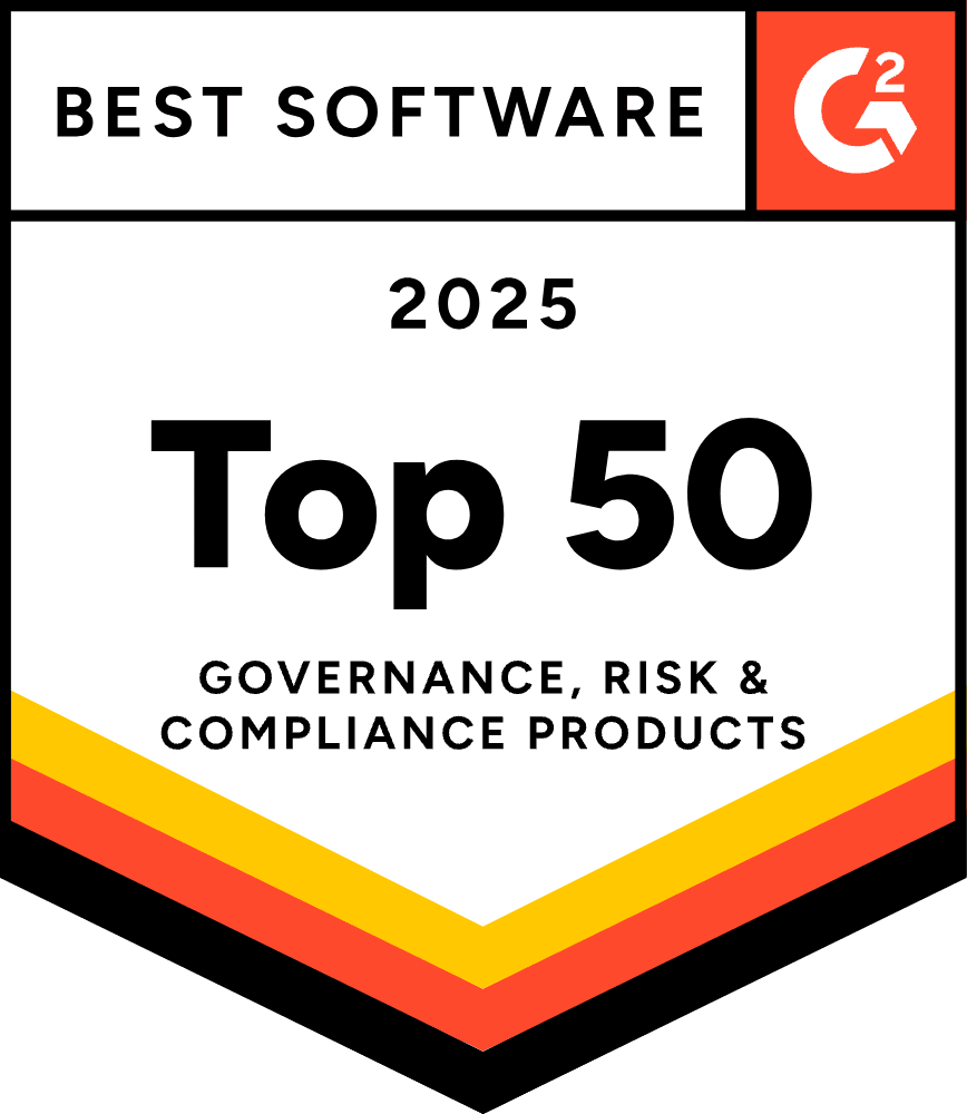 Descartes G2 badge for top 50 best software leadership in denied party screening software