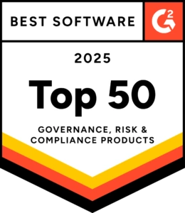 Descartes G2 badge for top 50 best software leadership in denied party screening software